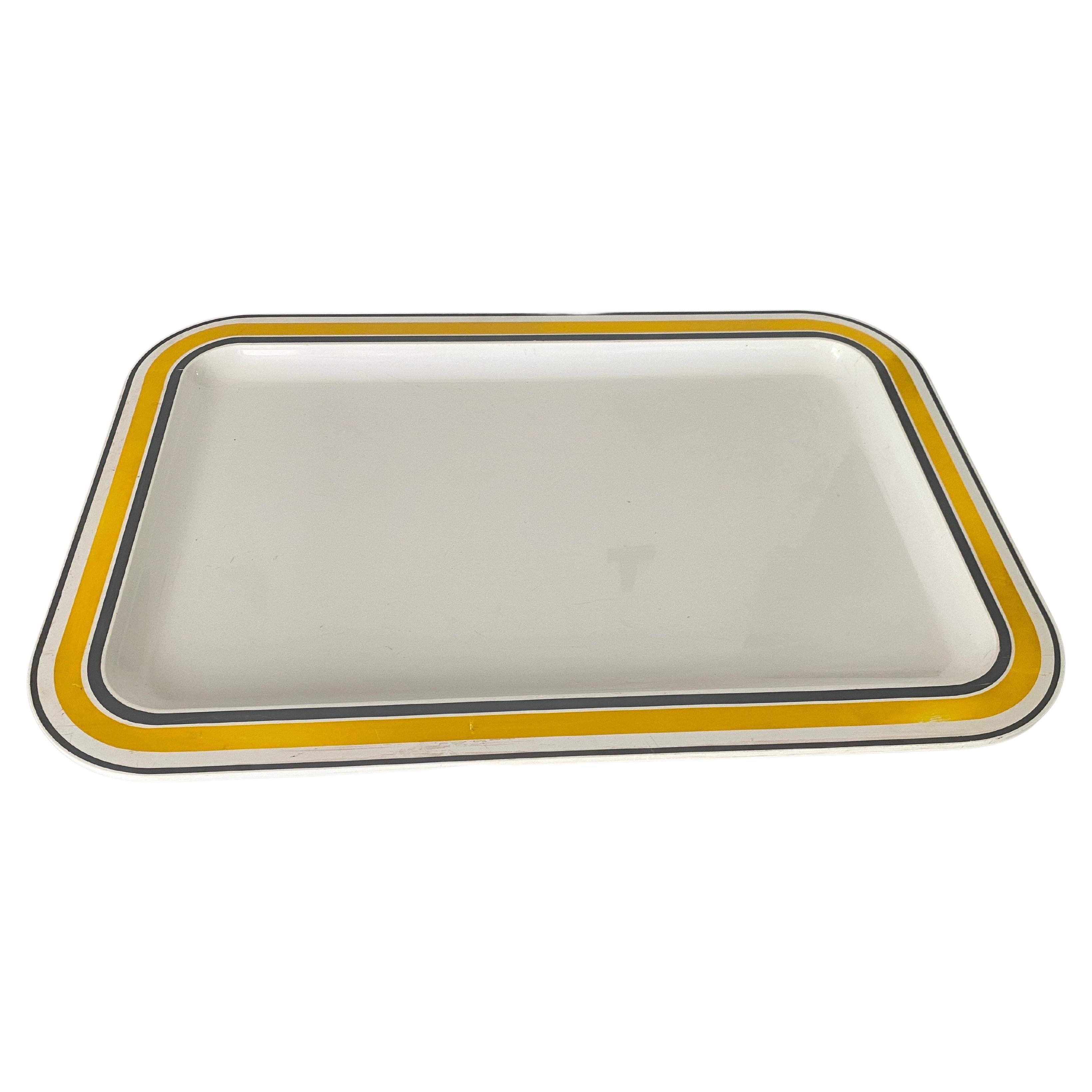 Plastic Tray France 1970s White yellow and grey Color For Sale