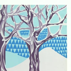Plastic Wall Art Illustration of Winter, Scenery Czechoslovakia, 1960