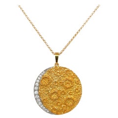 Plat /18kt Oro Amarillo Diamante .45ct. Colgante de luna