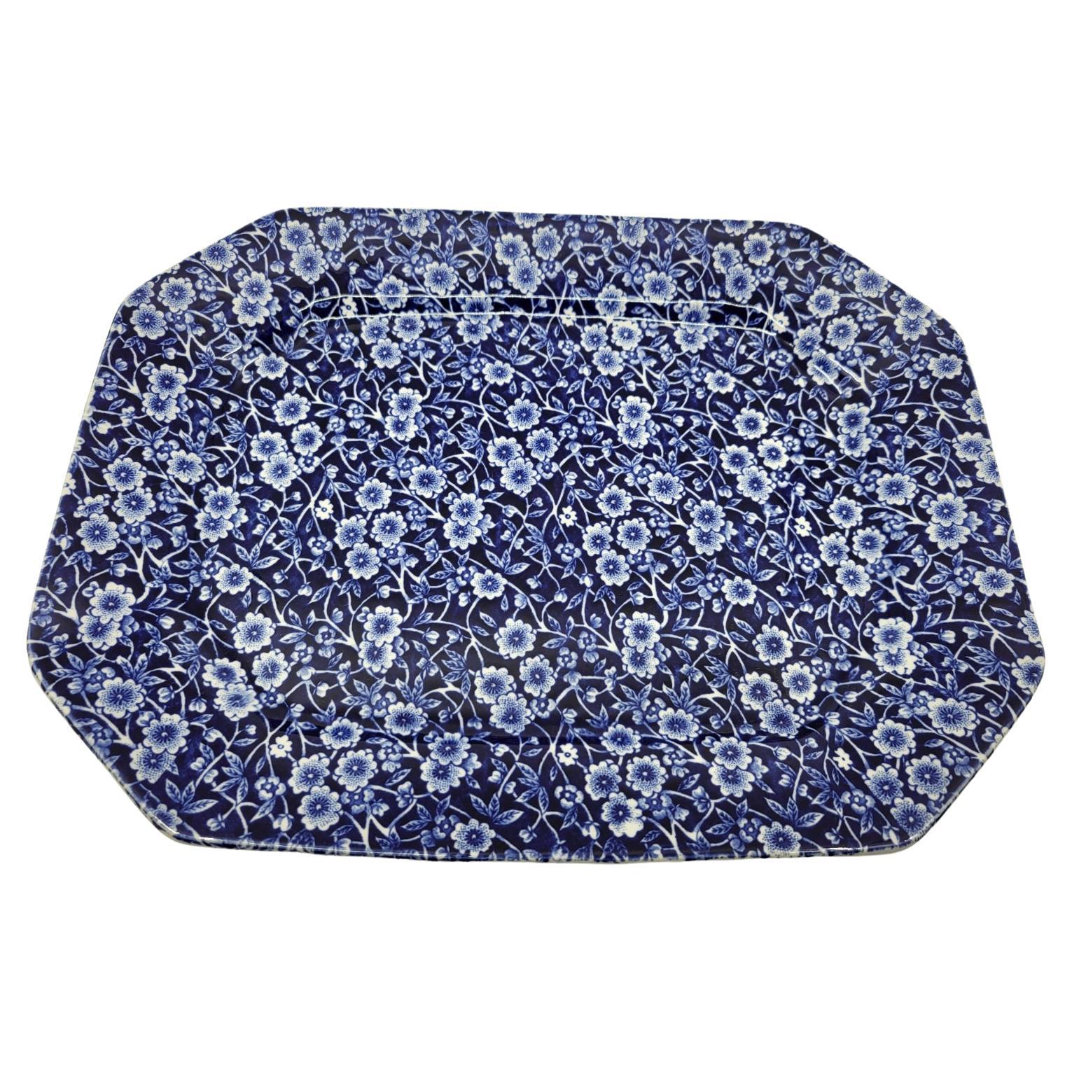 Plat Burleigh Staffordshire "Calico" bleu Anglais XXIème Siècle en vente