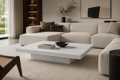 PLAT Carrara Marble Coffee Table Custom Made Minimalist Italian Stone Design