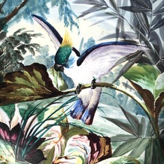 Plat décoratif faïence peint à la main Creil & Montereau, Lebeuf Milliet XIXe