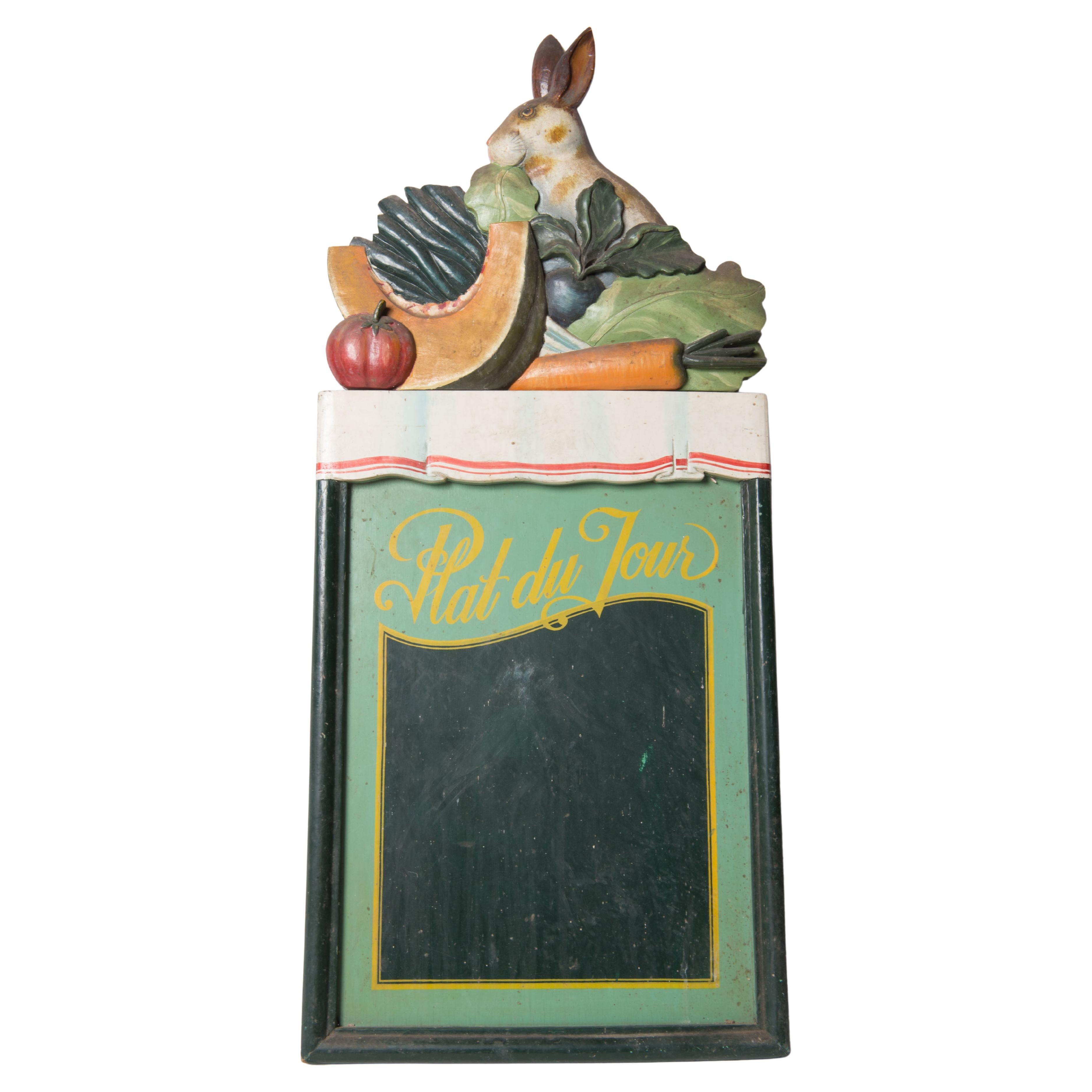 Plat Du Jour Rabbit Chalk Board For Sale