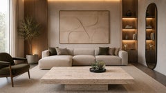 Plat Italian Travertine Marble Coffee Table Minimalist Sculptural Bespoke Design