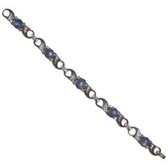 Antique Plat, Star Sapphire and Diamond Bracelet, circa 1940s 18.40 Carat in Sapphires