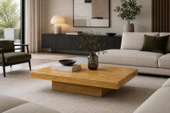 PLAT Yellow Travertine Coffee Table Premium Marble Modern Design Furniture Spain