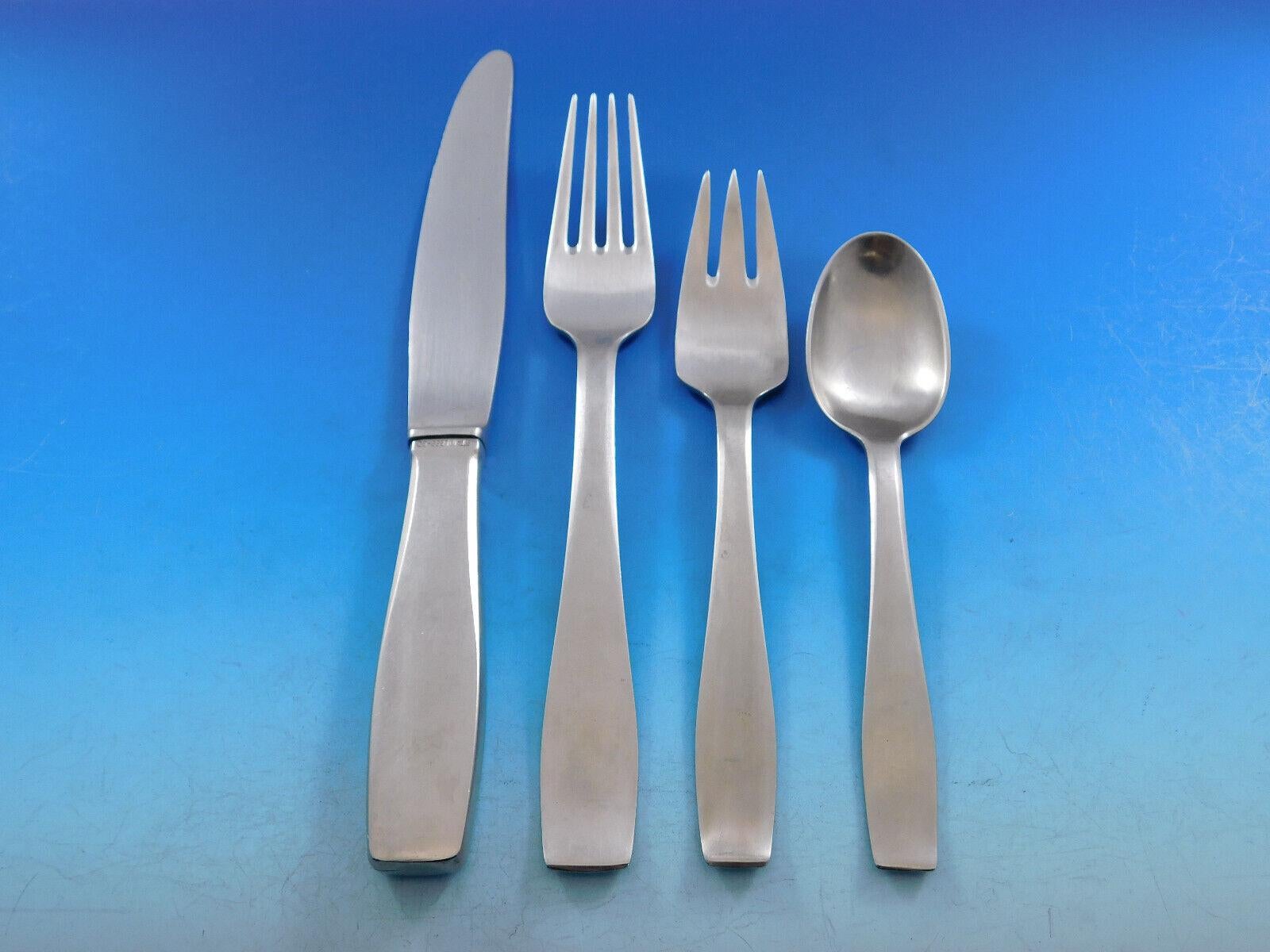 Plata by Georg Jensen Stainless Steel Flatware Set Service 114 Pcs Matte Vintage In Excellent Condition In Big Bend, WI