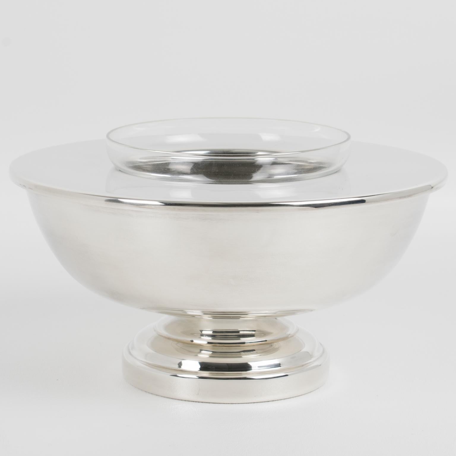 Modern Plata Lappas Silver Plate Caviar Chiller Bowl Server Dish, circa 1980