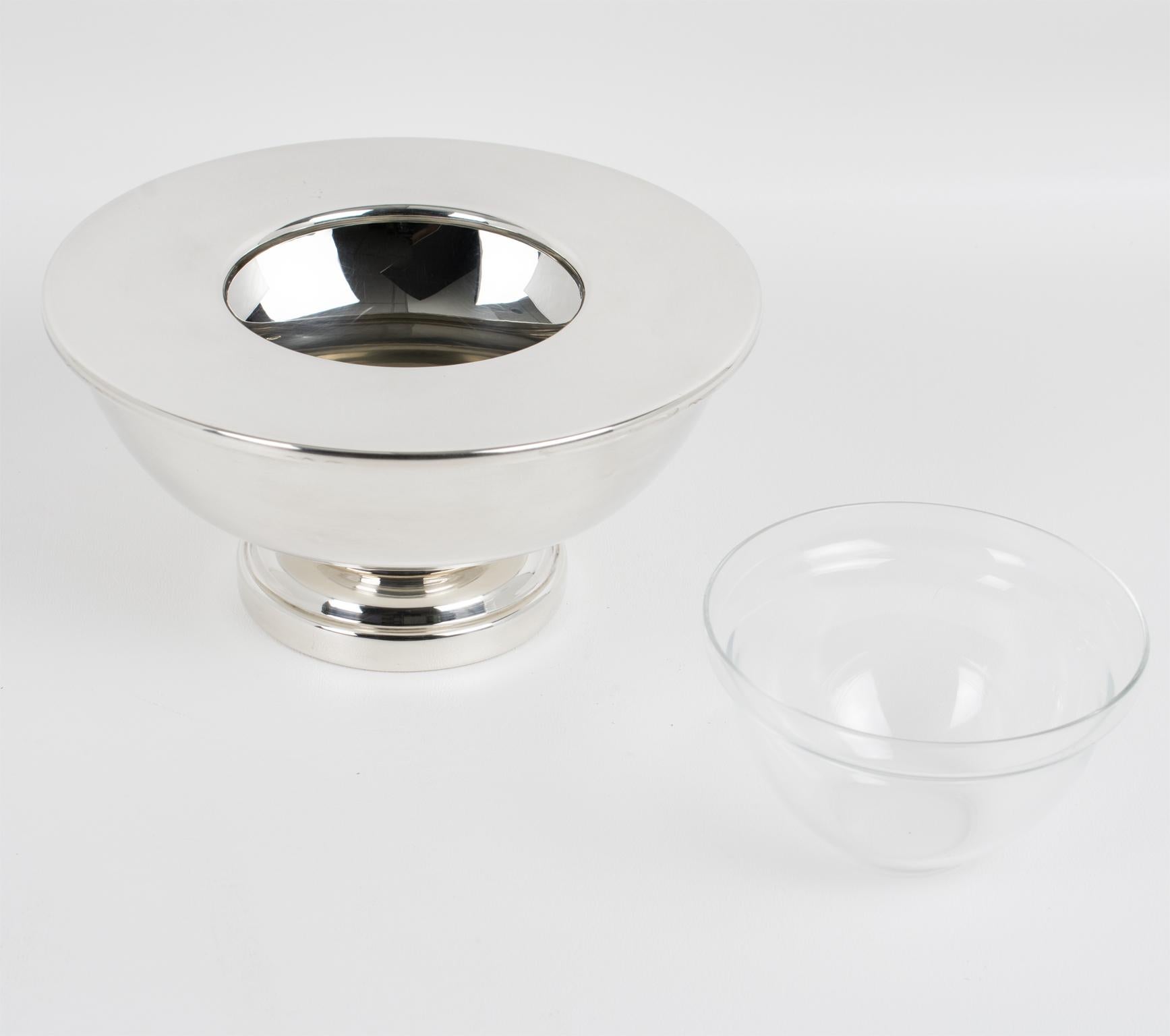 Argentine Plata Lappas Silver Plate Caviar Chiller Bowl Server Dish, circa 1980