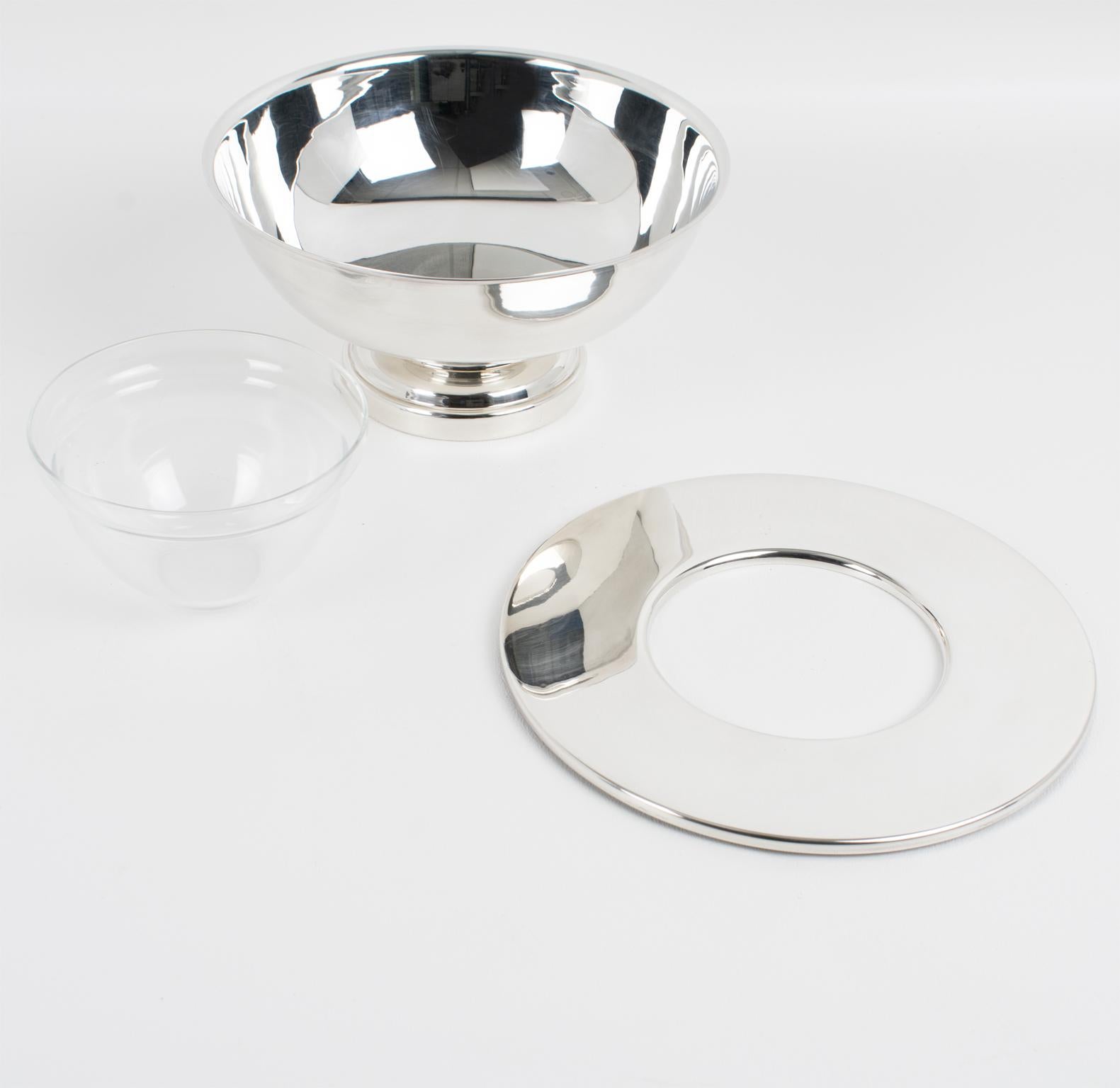 Plata Lappas Silver Plate Caviar Chiller Bowl Server Dish, circa 1980 In Excellent Condition In Atlanta, GA