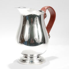 Plata Lappas Leather Handled Argentinian Silver Plated Water Pitcher