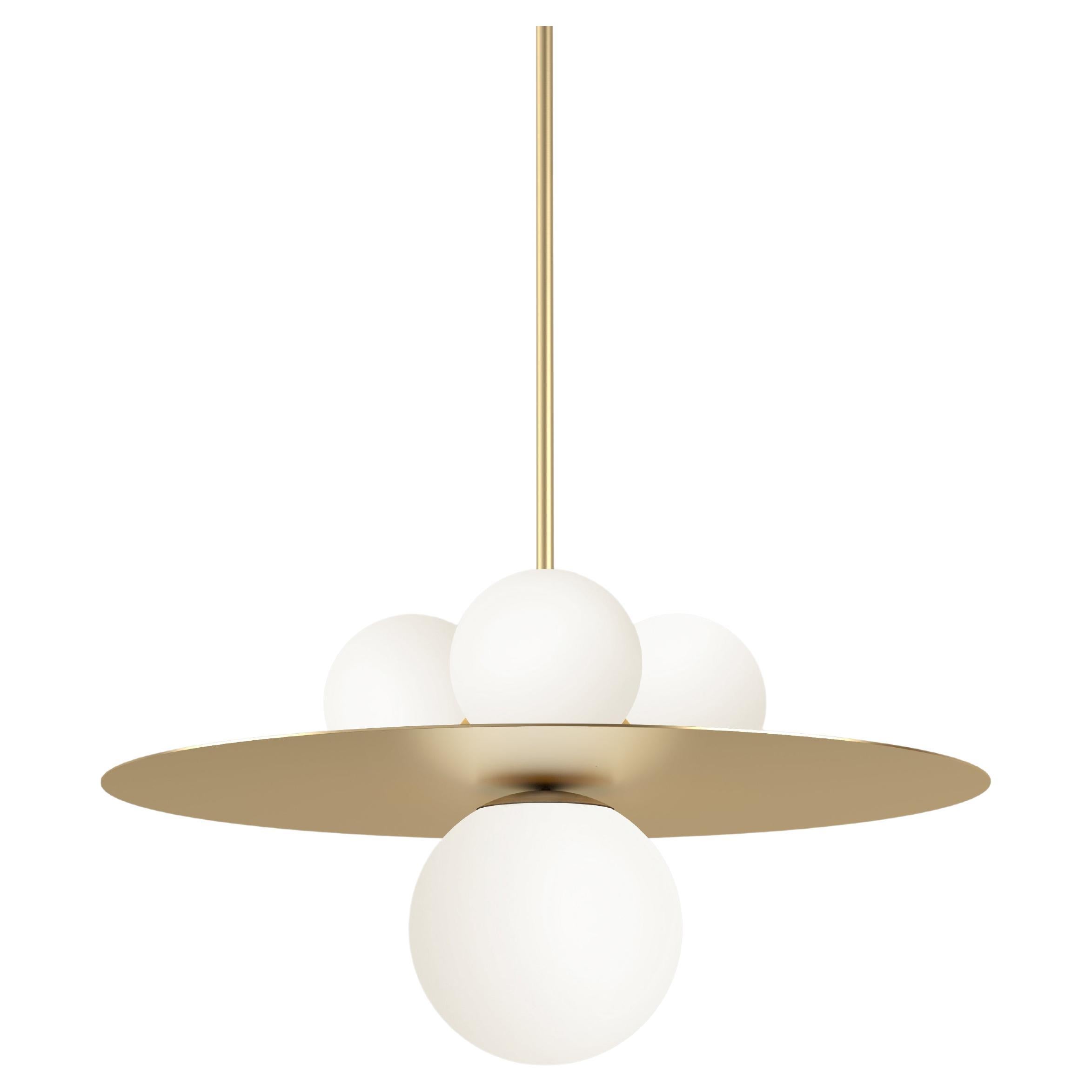 Lampada a sospensione con piatto e sfere di Atelier Ati