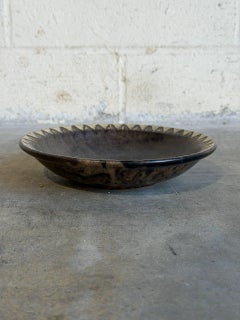 Plate Bowl with White Rim and Carved Pattern Denmark Mid-Century Modern 1960s