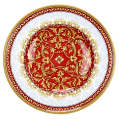 Plate Centerpiece Tray Bowl Decorated Ornament Wall Dish Majolica Red White