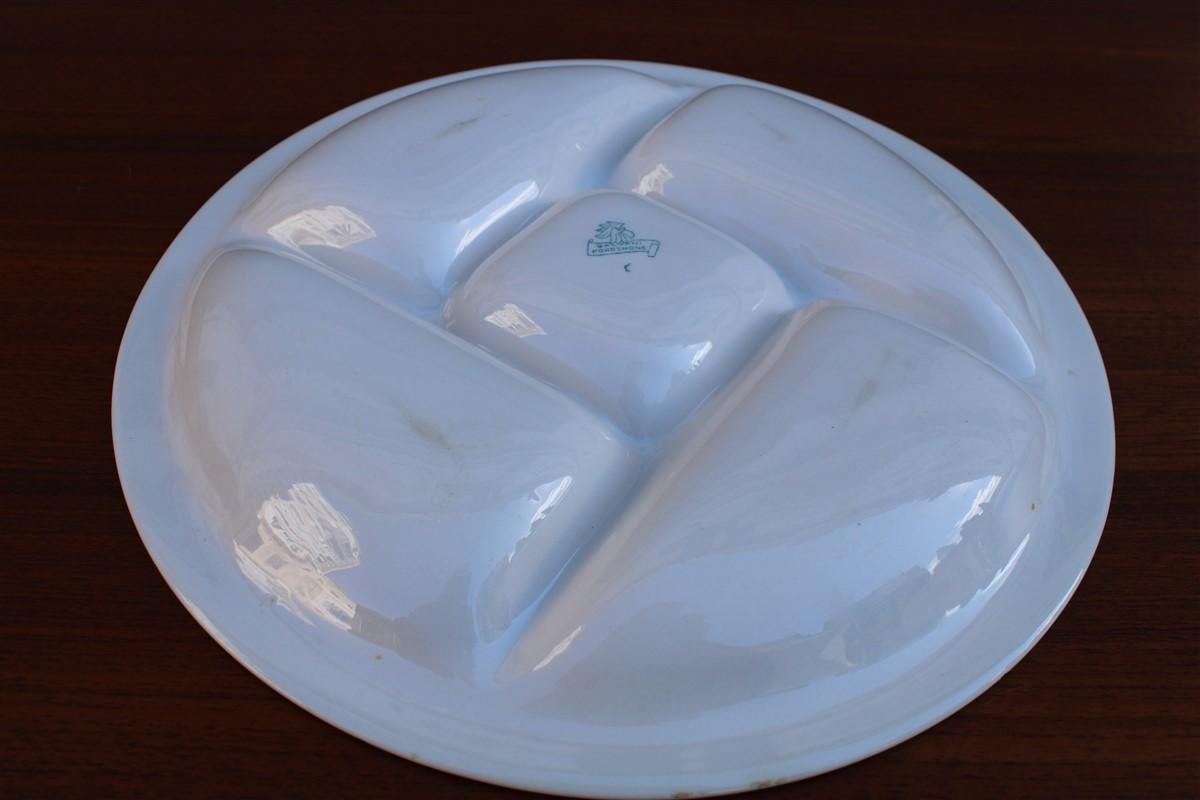 Art Deco Plate Ceramic Galvani Pordenone Angelo Simonetto Futuristic Design 1930s Fish For Sale