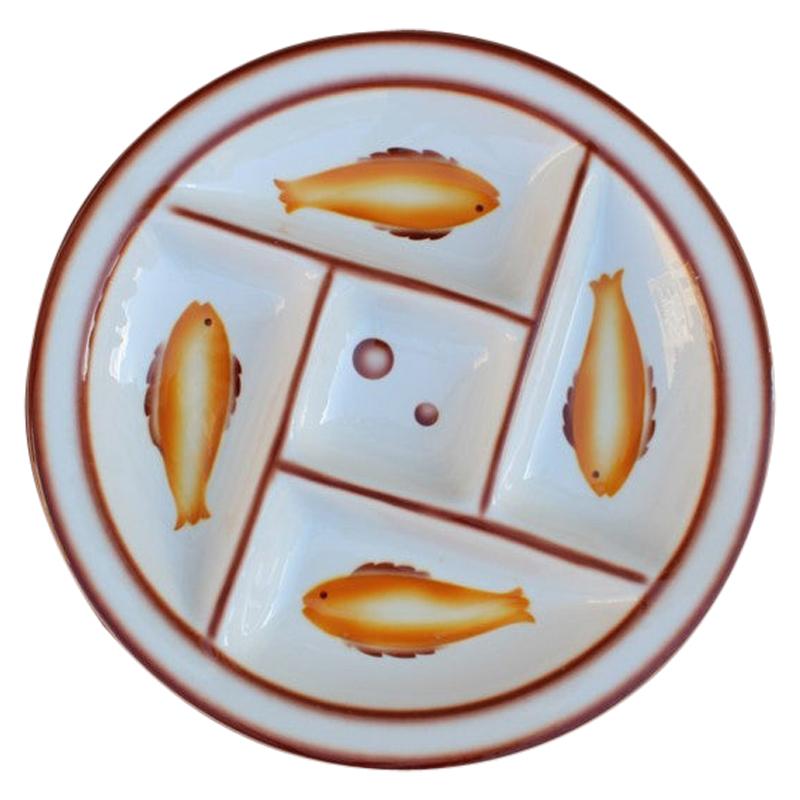 Assiette en céramique Galvani Pordenone Angelo Simonetto Design futuriste poisson des années 1930