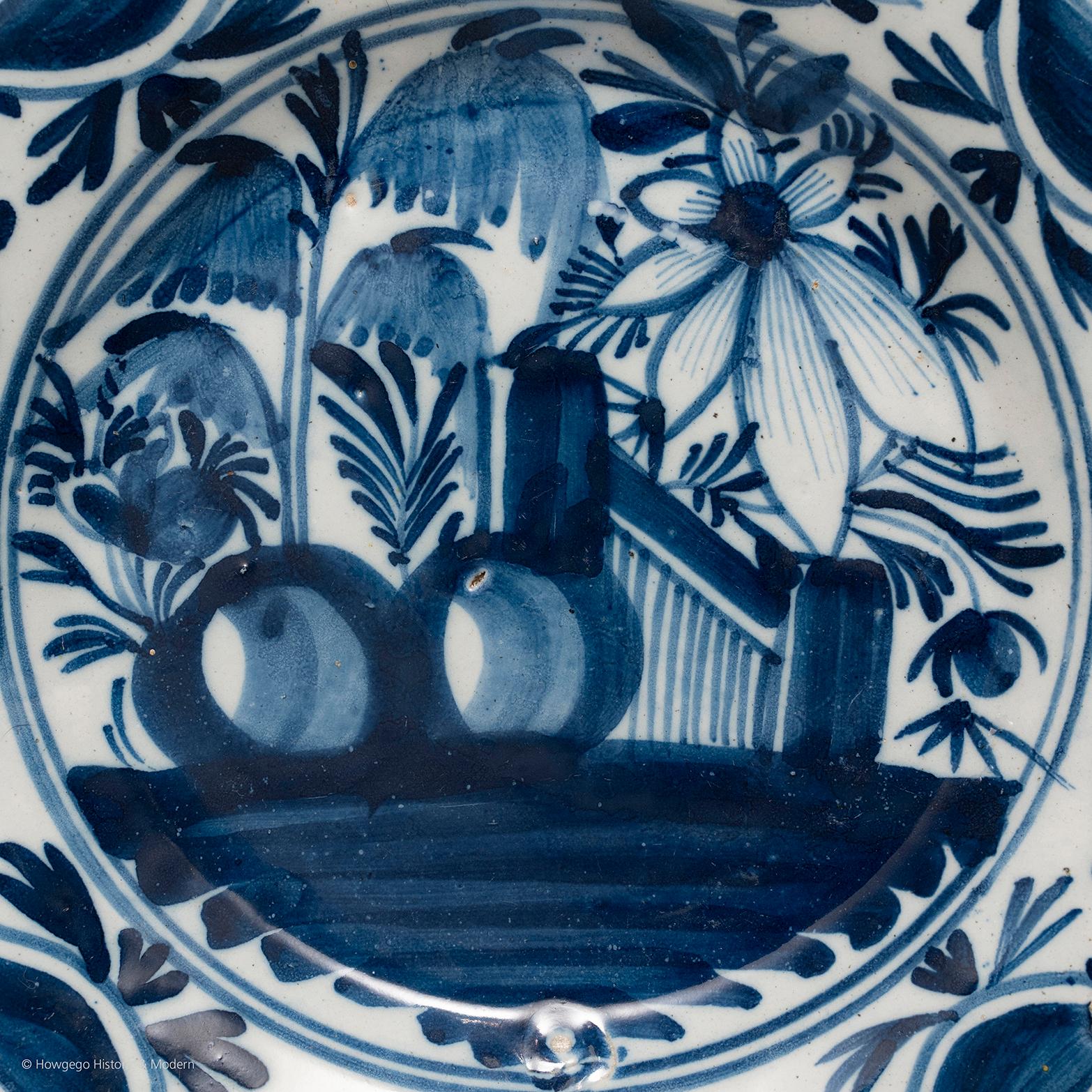 Hand-Painted Plate delftware Dutch blue white yellow diameter 23cm 9