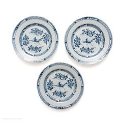 Plate, Delftware, English, London, Blue White Bird Chinoiserie Fantasy