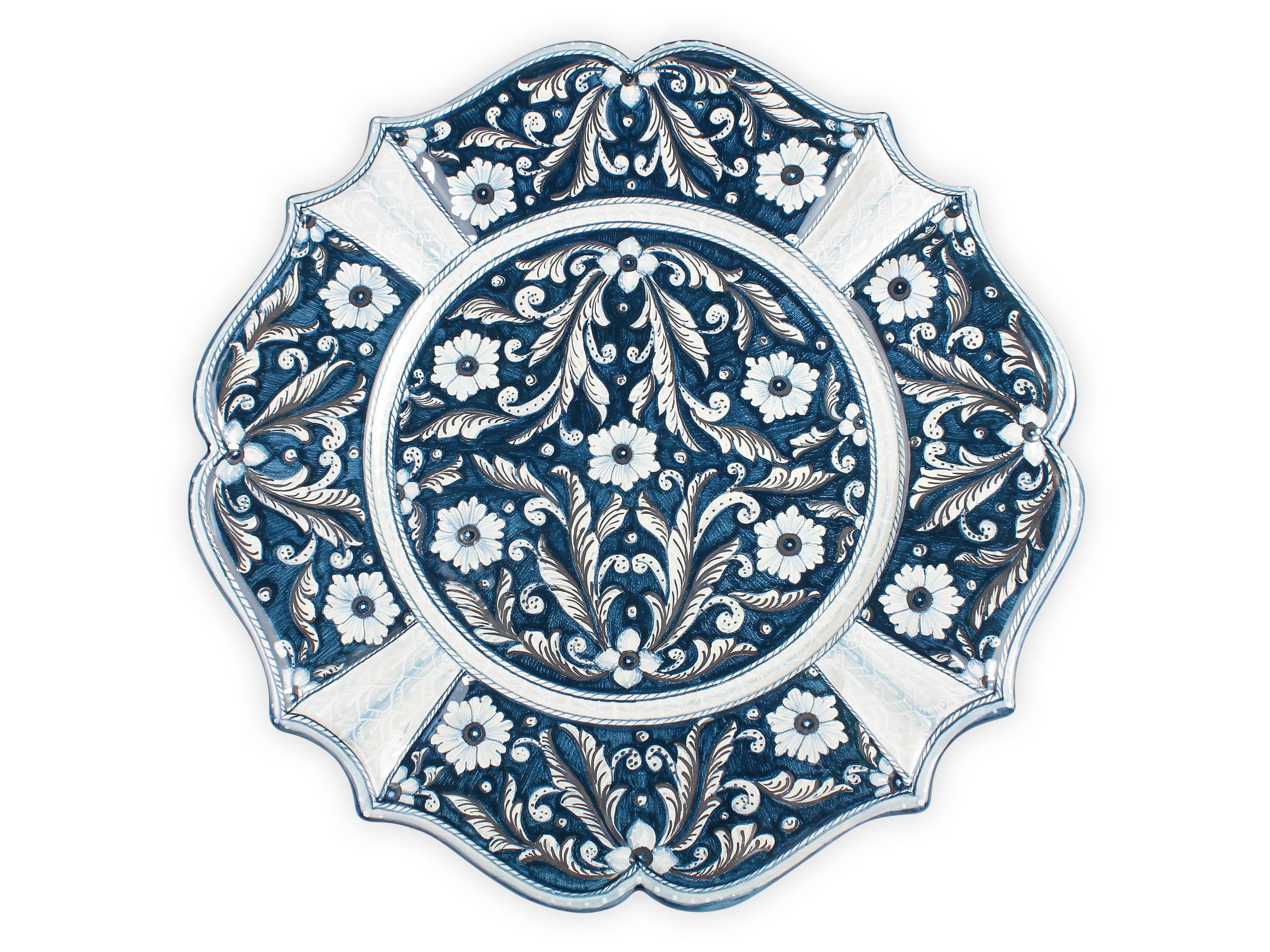Plate Centerpiece Tray Wall Dish Decorated Ornament Majolica Platinum Luster For Sale 3
