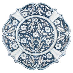 Plate Centerpiece Tray Wall Dish Decorated Ornament Majolica Platinum Luster