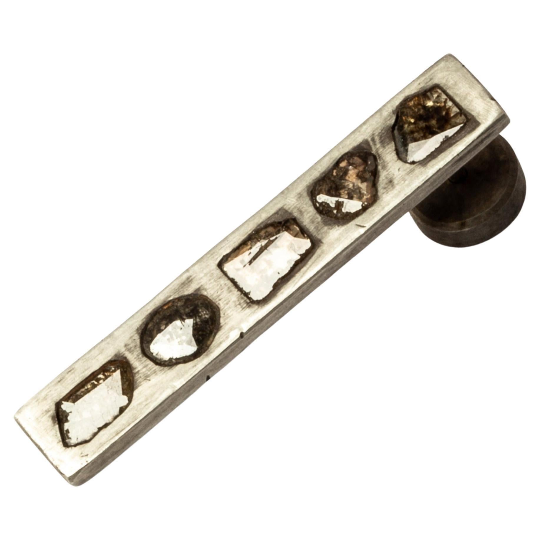 Plate Earring (0.6 CT, 6 Diamond Slabs, 34mm, DA+DIA)