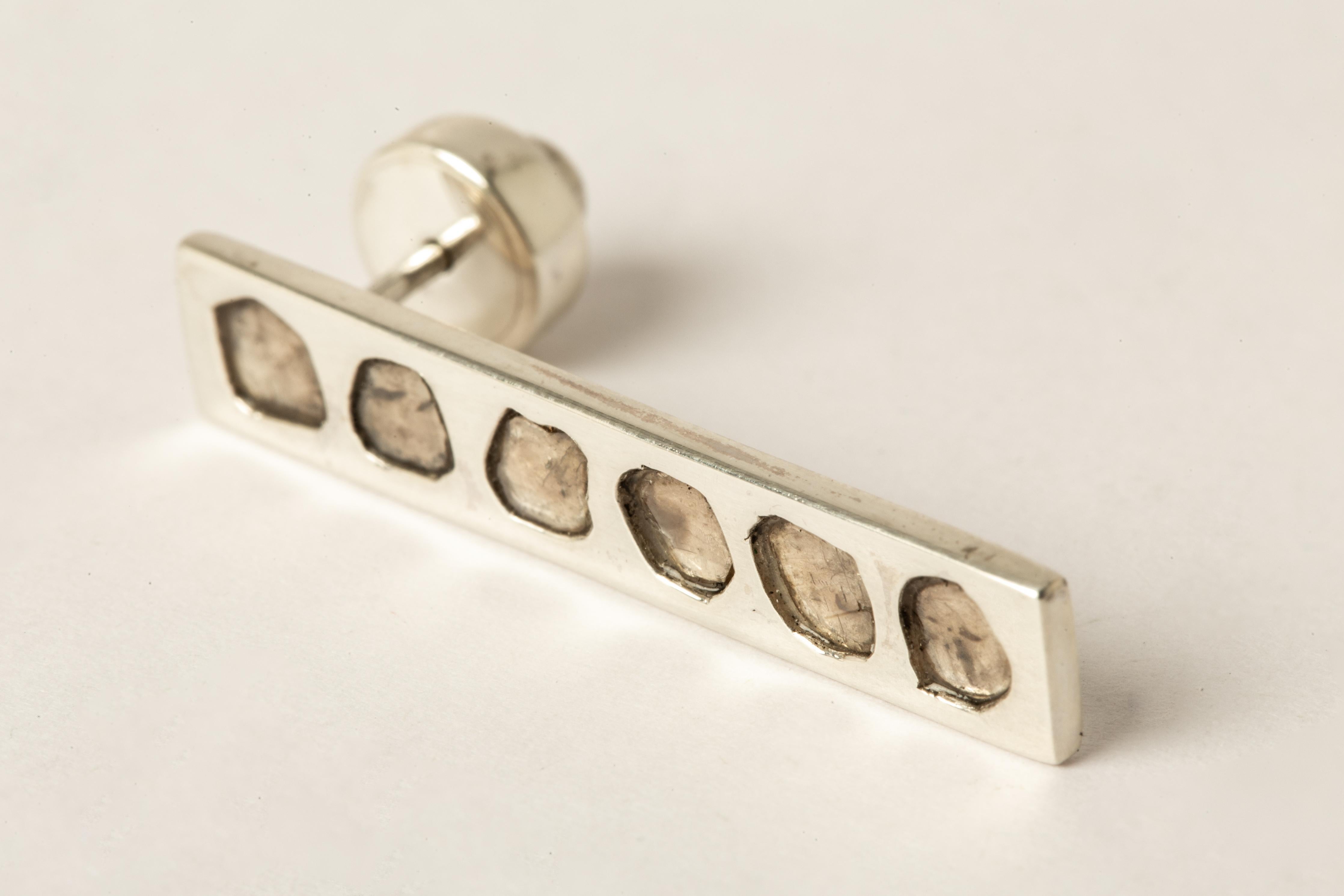 Women's or Men's Plate Earring (0.6 CT, 6 Diamond Slabs, 34mm, PA+DIA) For Sale