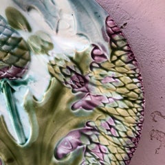 Majolica Asparagus Plate Luneville Keller and Guerin, circa 1890