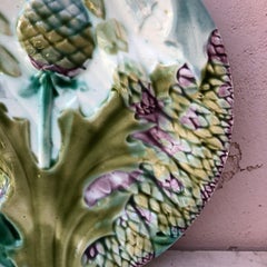Majolica Asparagus Plate Luneville Keller and Guerin, circa 1890