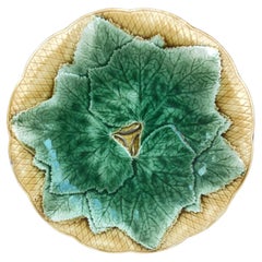 French Majolica leaves plate Gien, circa 1880