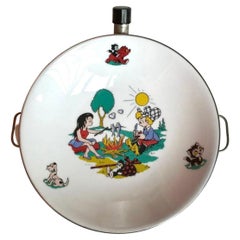 Assiette pour réchauffer la nourriture de bébé Assiette en porcelaine et laiton vintage, 1960