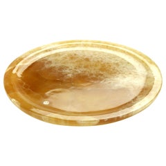 Plate Platters Serveware Amber Onyx Marble Hand-Carved Italy Collectible Design