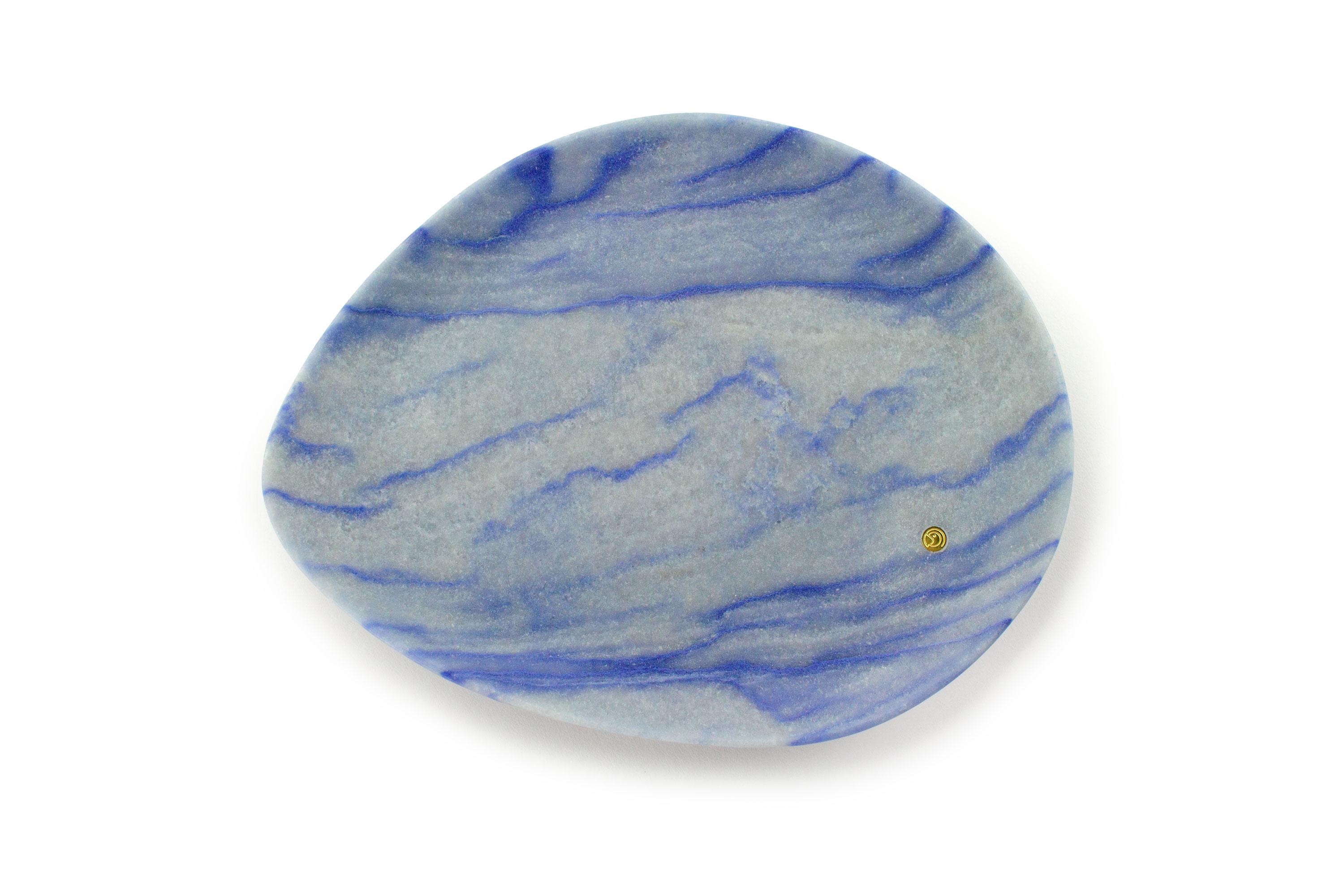 Italian Plate Platters Serveware Blue Azul Macaubas Marble Collectible Hand-carved Italy