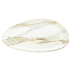 Plate Platter Serveware White Calacatta Marble Collectible Design Italy Handmade