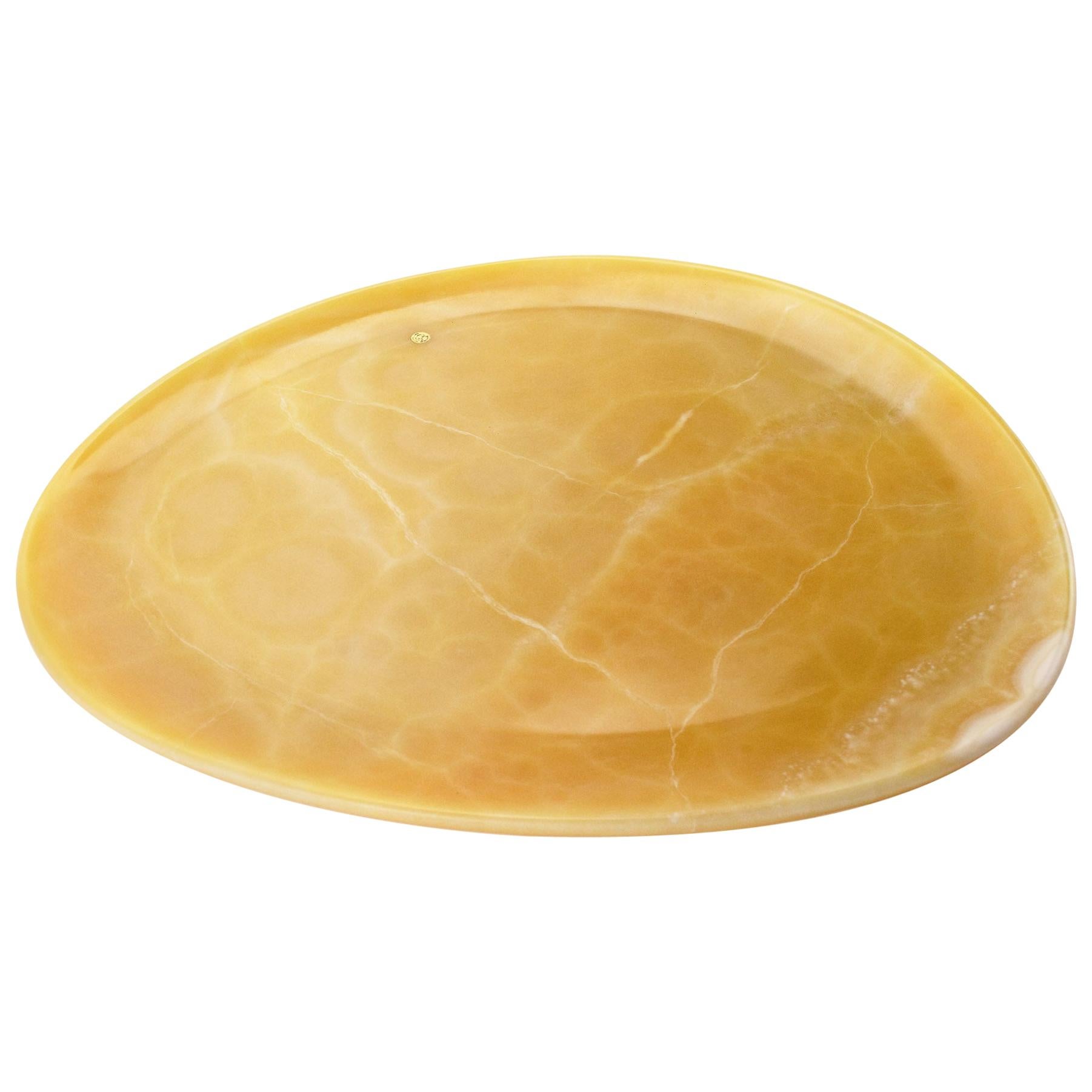 Platos Vajilla Naranja Ónix Mármol Coleccionable Tallado a Mano Italia