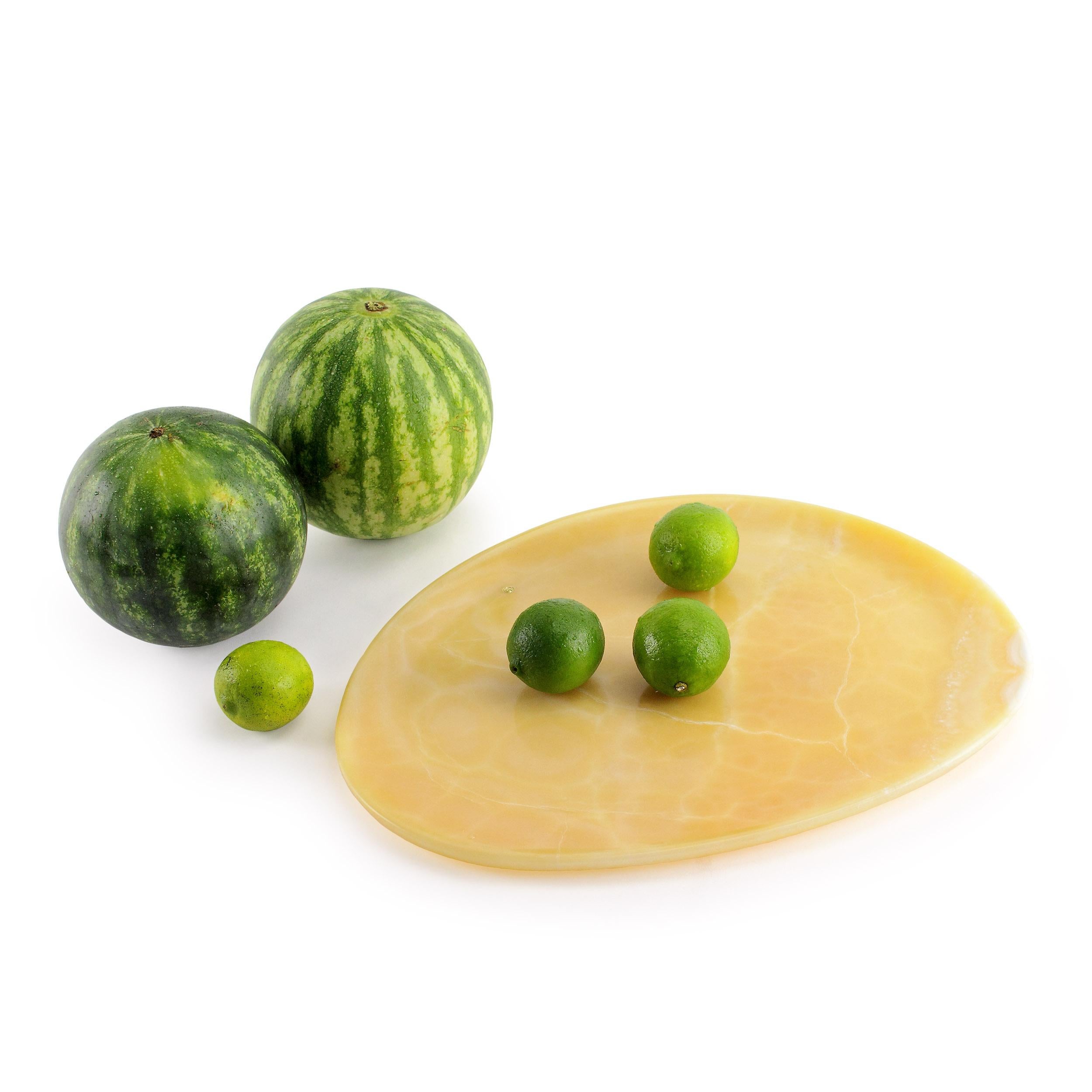 Platos Vajilla Naranja Ónix Mármol Coleccionable Tallado a Mano Italia Moderno en venta