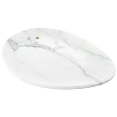 Plate Platter Serveware White Statuary Marble Collectible Design Italy Tableware
