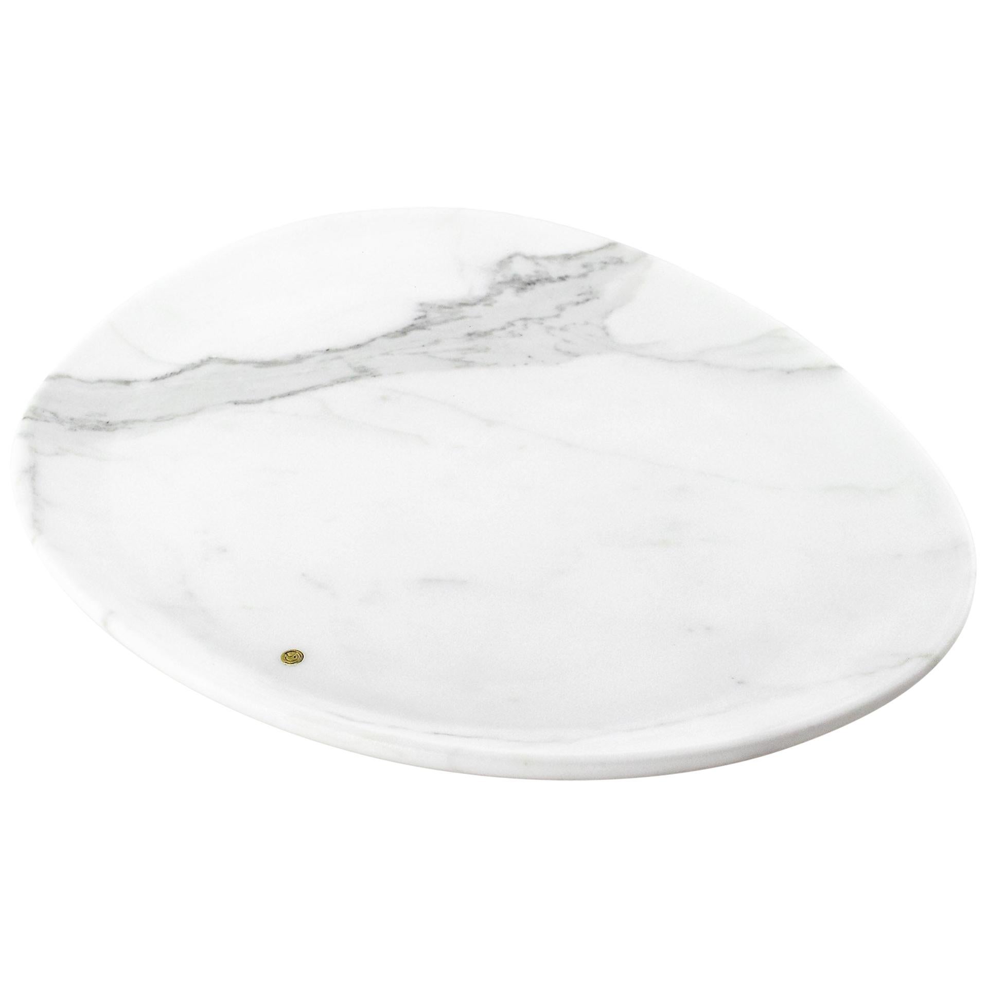 Plate Platter Serveware White Statuary Marble Collectible Design Italy Handmade