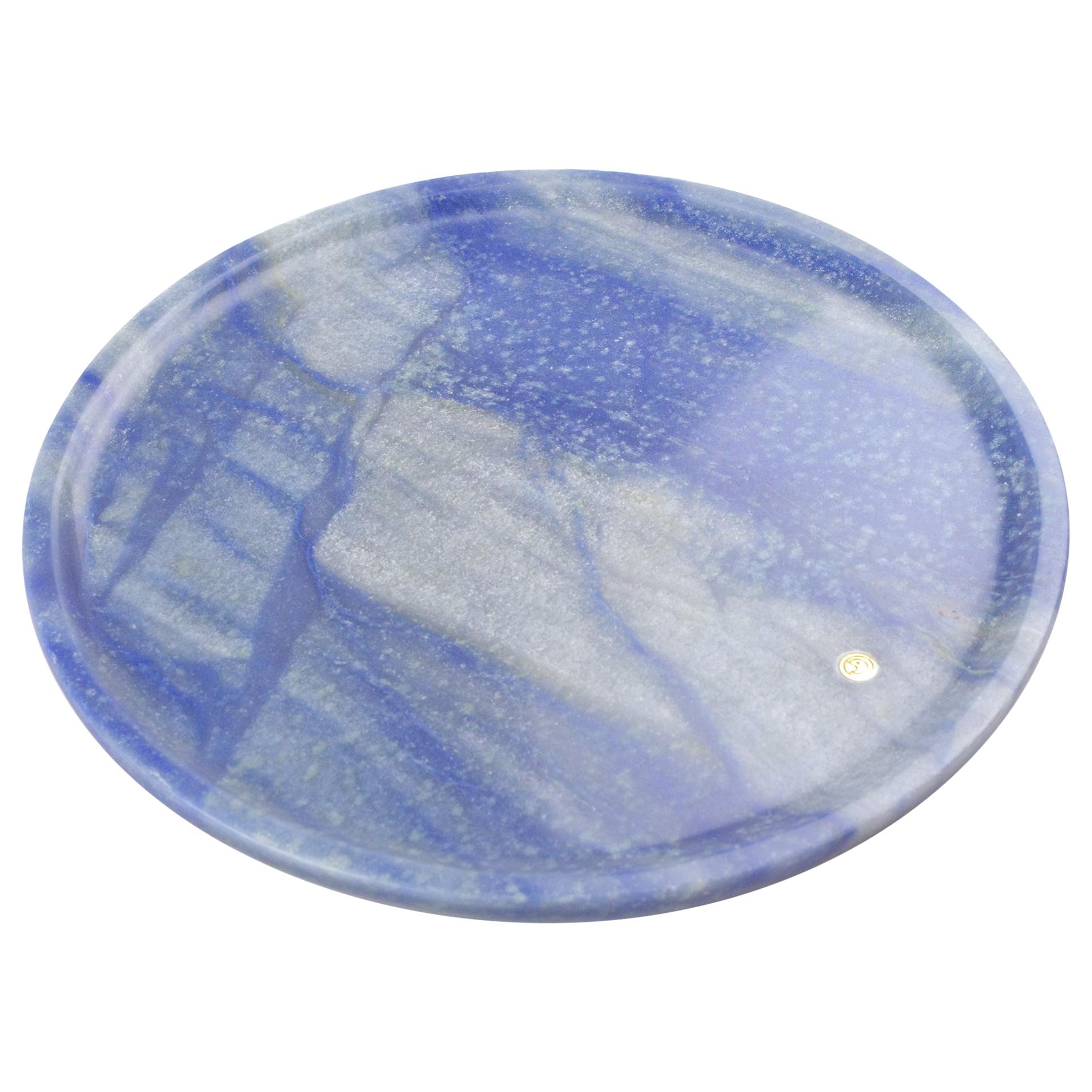 Servierplatte Serviergeschirr Blau Azul Macaubas Marmor Handgeschnitztes Sammlerstück Italien