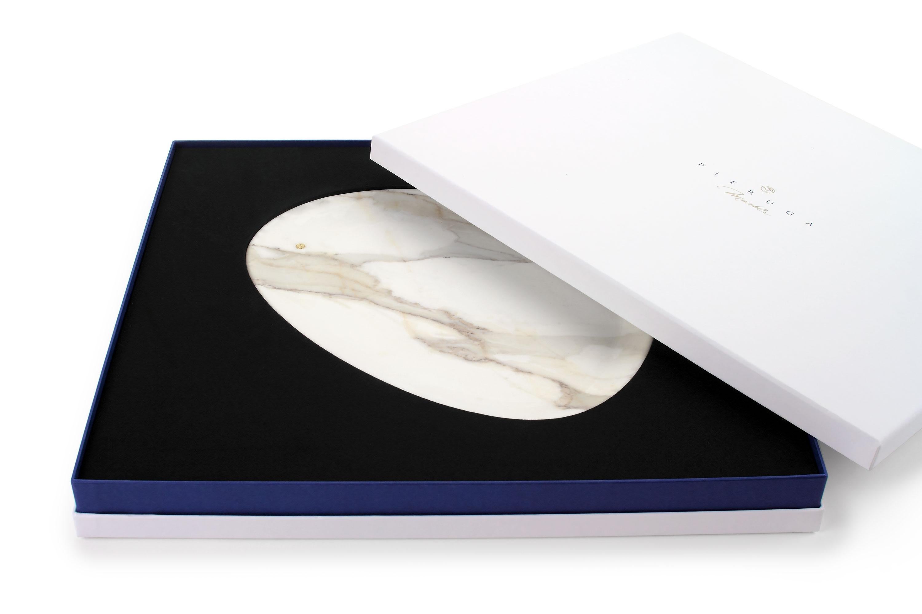 Italian Plate Platter Serveware White Calacatta Marble Collectible Design Italy Handmade