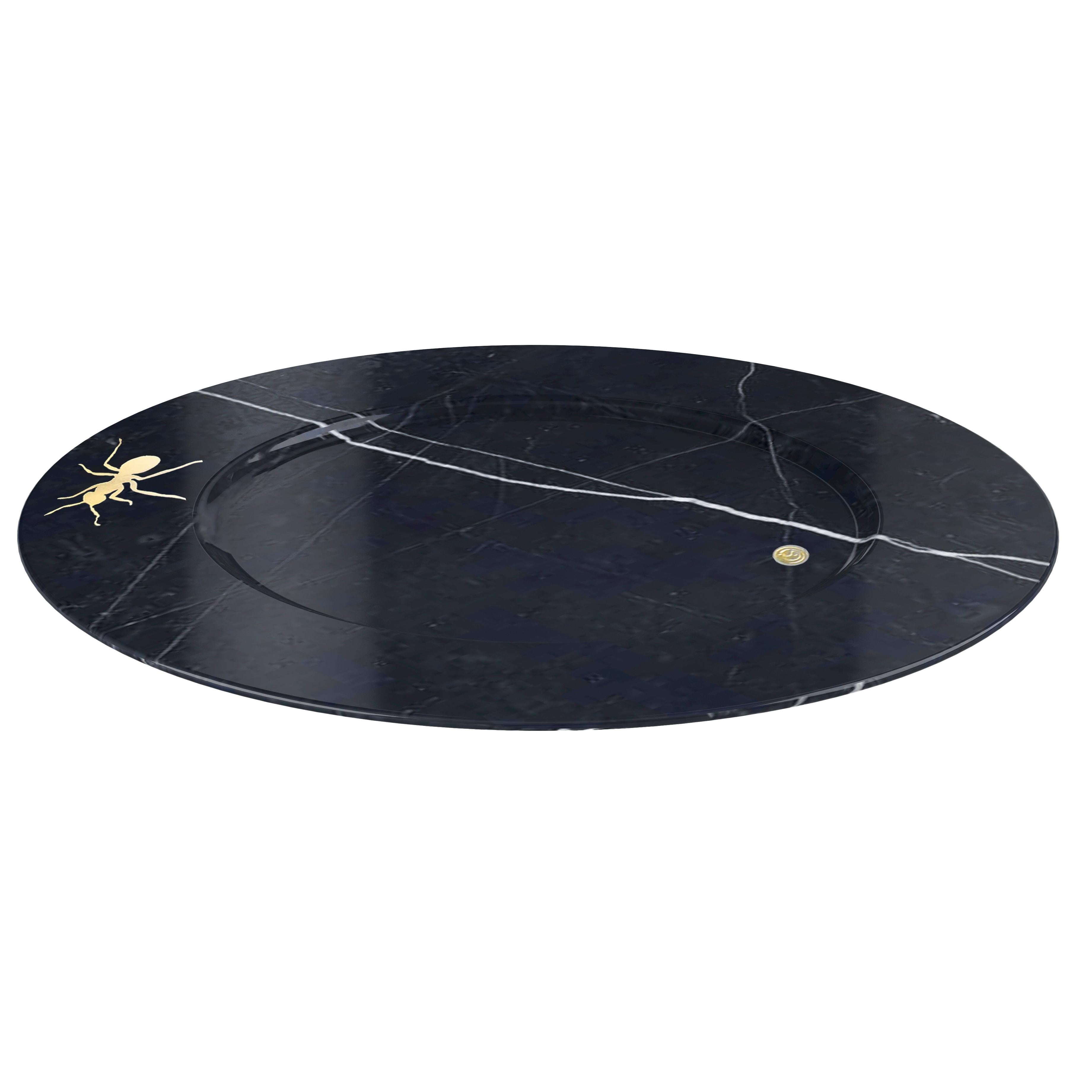 Piatto realizzato a mano in marmo di Marquinia Design contemporaneo di Pieruga Marble, Italia in vendita