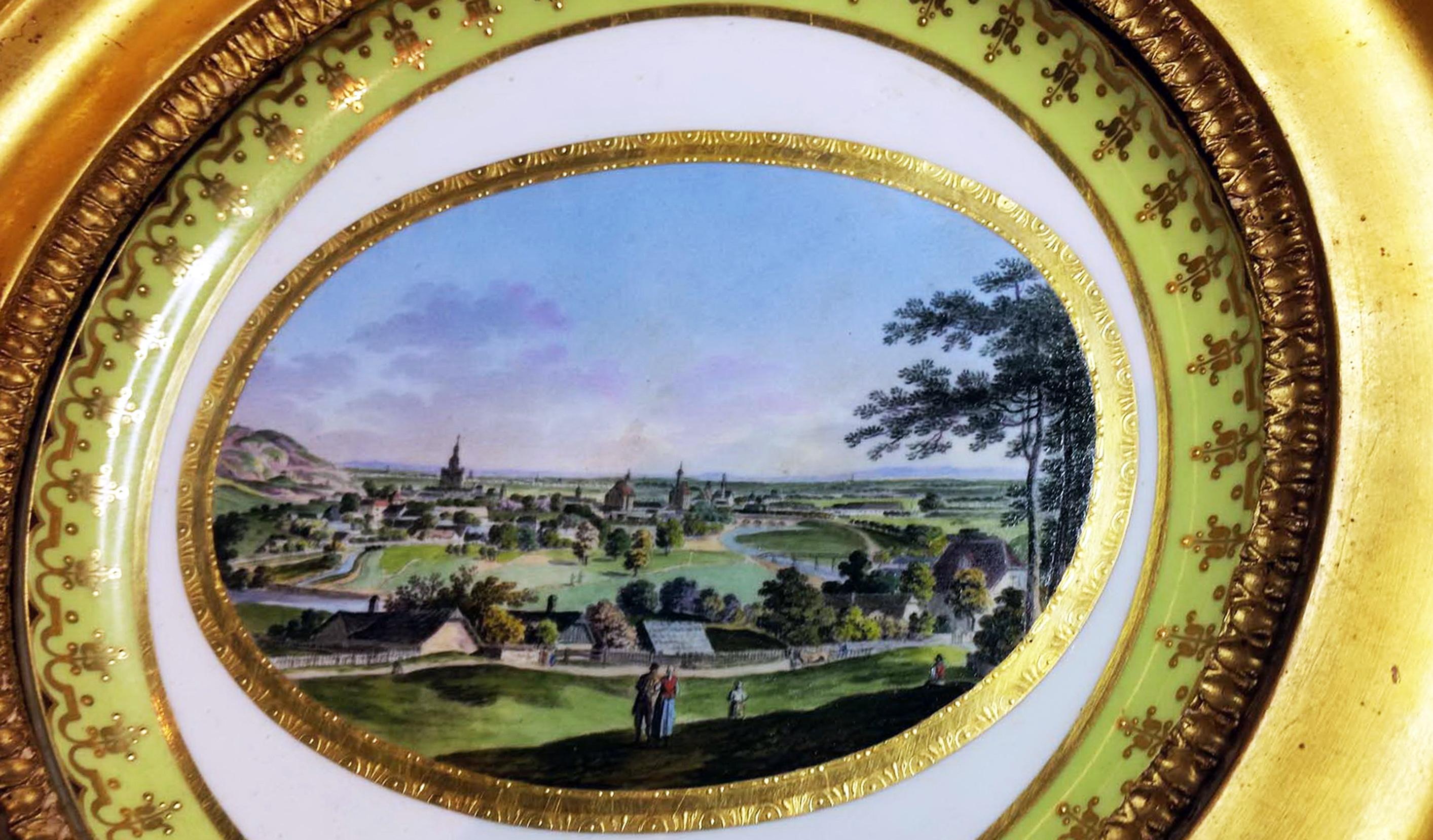Empire Plate Imperial Viennese Porcelain View of Baden Sorgenthal Period Dated 1802