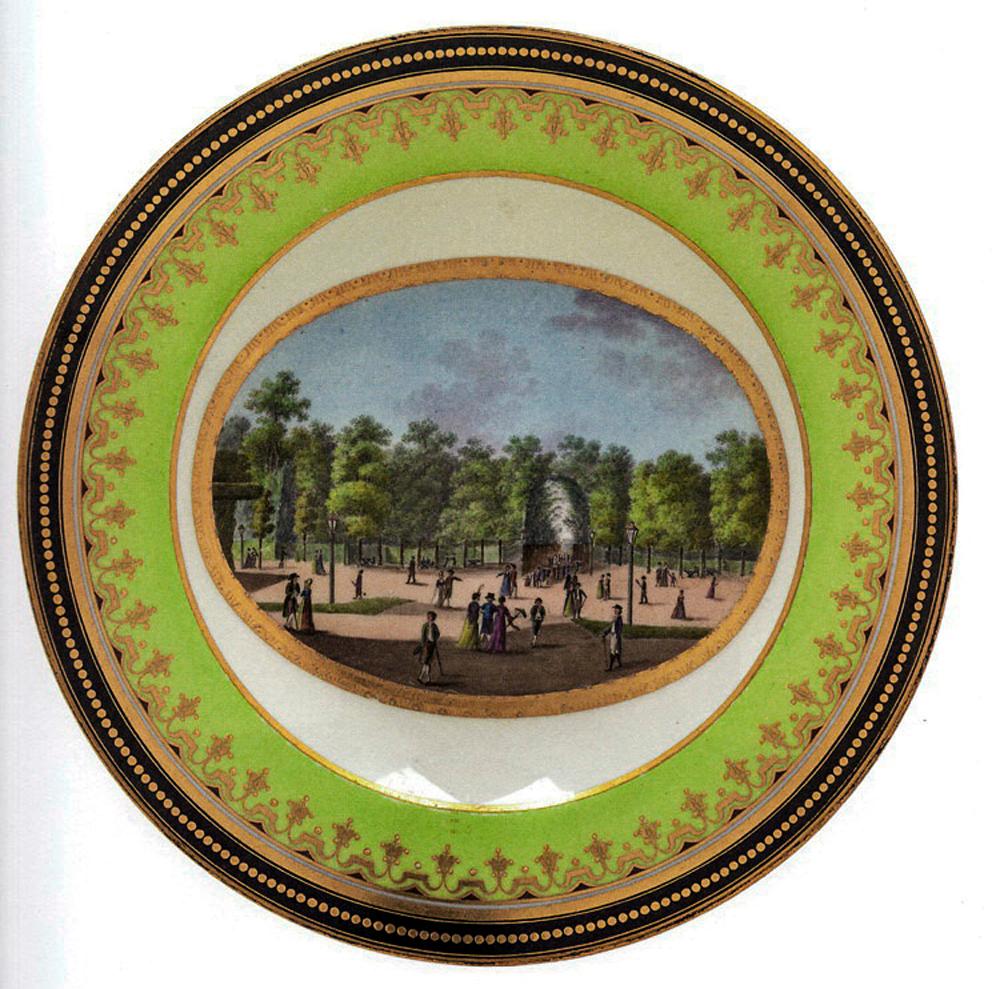 Plate Imperial Viennese Porcelain View of Baden Sorgenthal Period Dated 1802 1