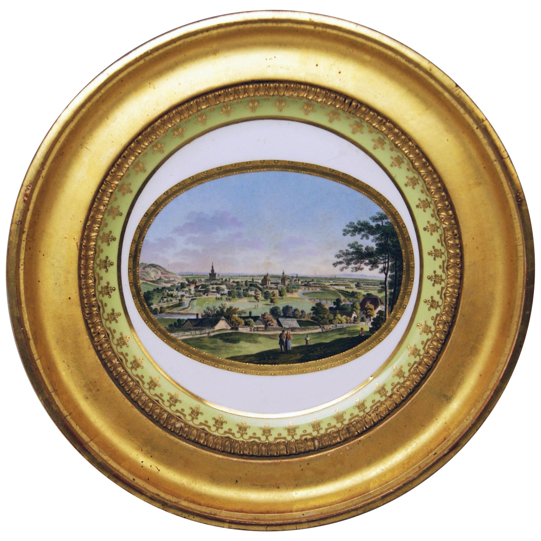 Plate Imperial Viennese Porcelain View of Baden Sorgenthal Period Dated 1802