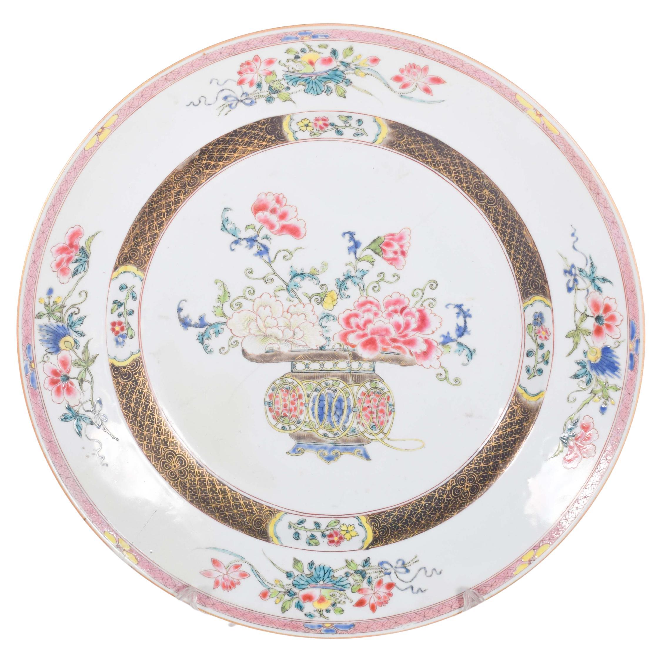 Plato de porcelana china para la exportación, dinastía Qing