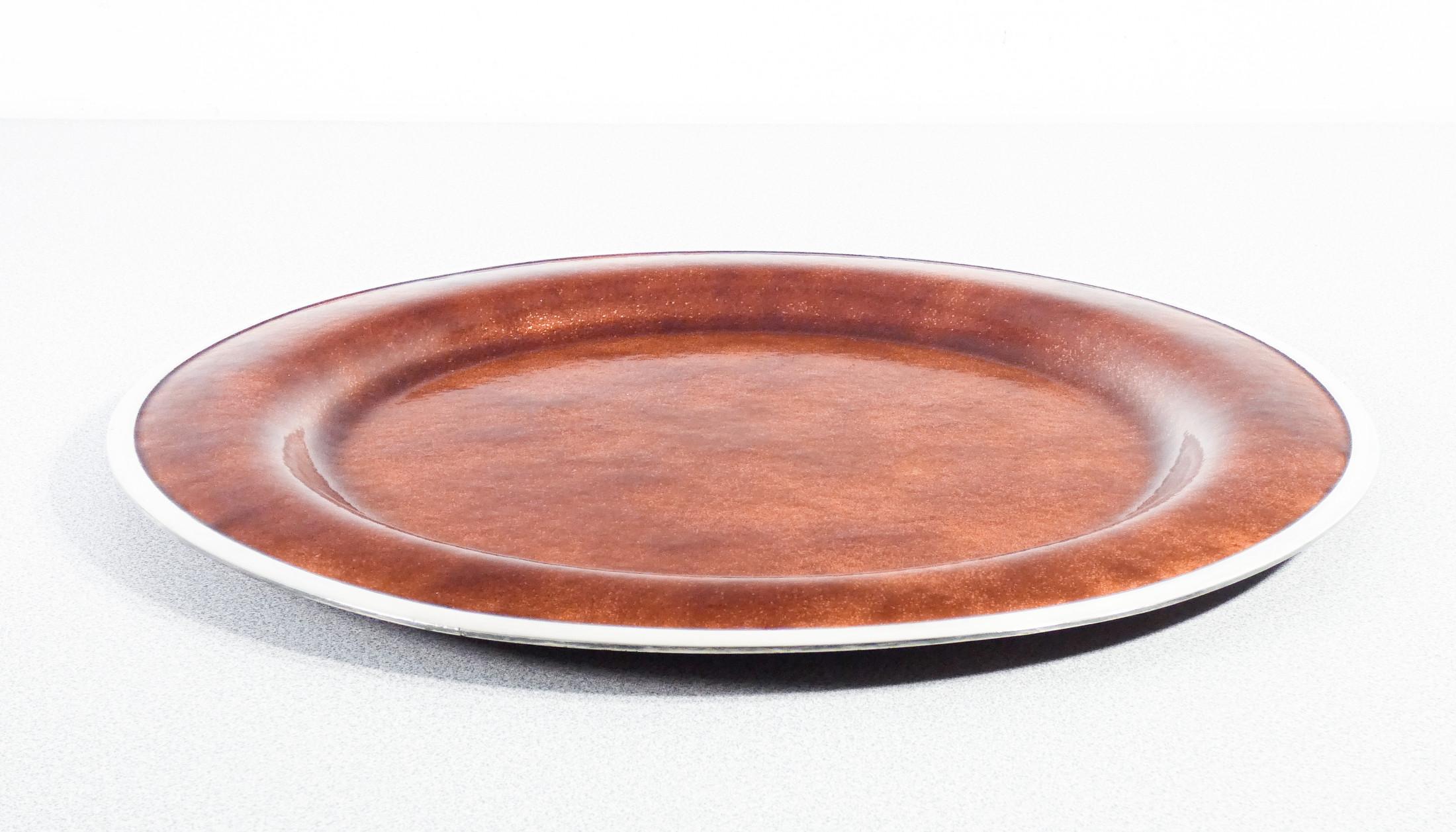 Plate in Enamelled Copper and Silver, Design Mario Marè for Egidio Broggi In Good Condition For Sale In Torino, IT