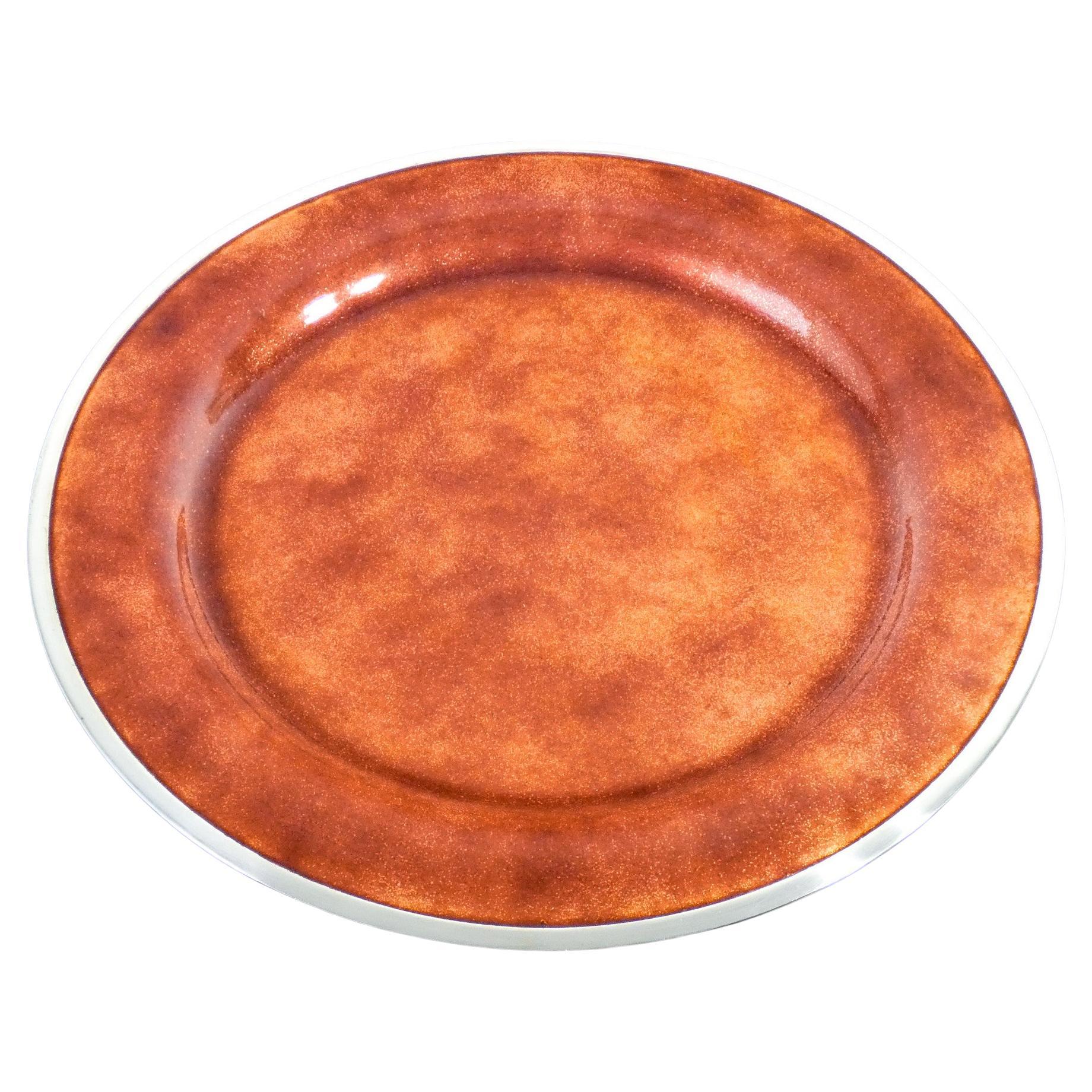 Plate in Enamelled Copper and Silver, Design Mario Marè for Egidio Broggi For Sale