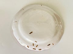 Plate in French Faïence, Red and Green Color, 19th Century Chinese Fisher