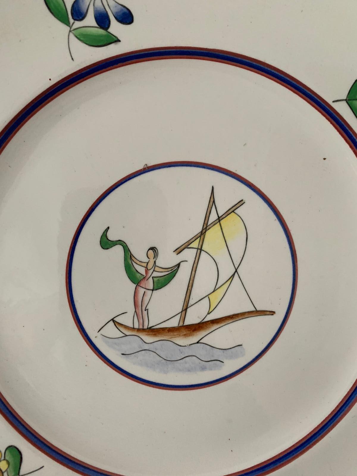 Art Deco Plate like Gio Ponti's La Velesca For Sale