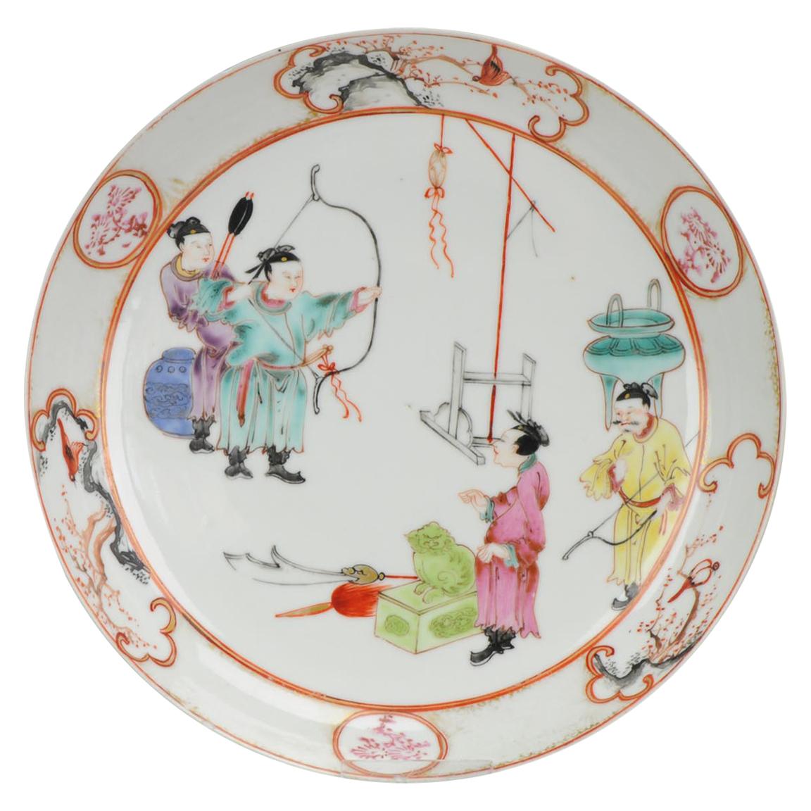 Plate, Mandarin, Porcelain, Archery / Martial Art, China, Qianlong