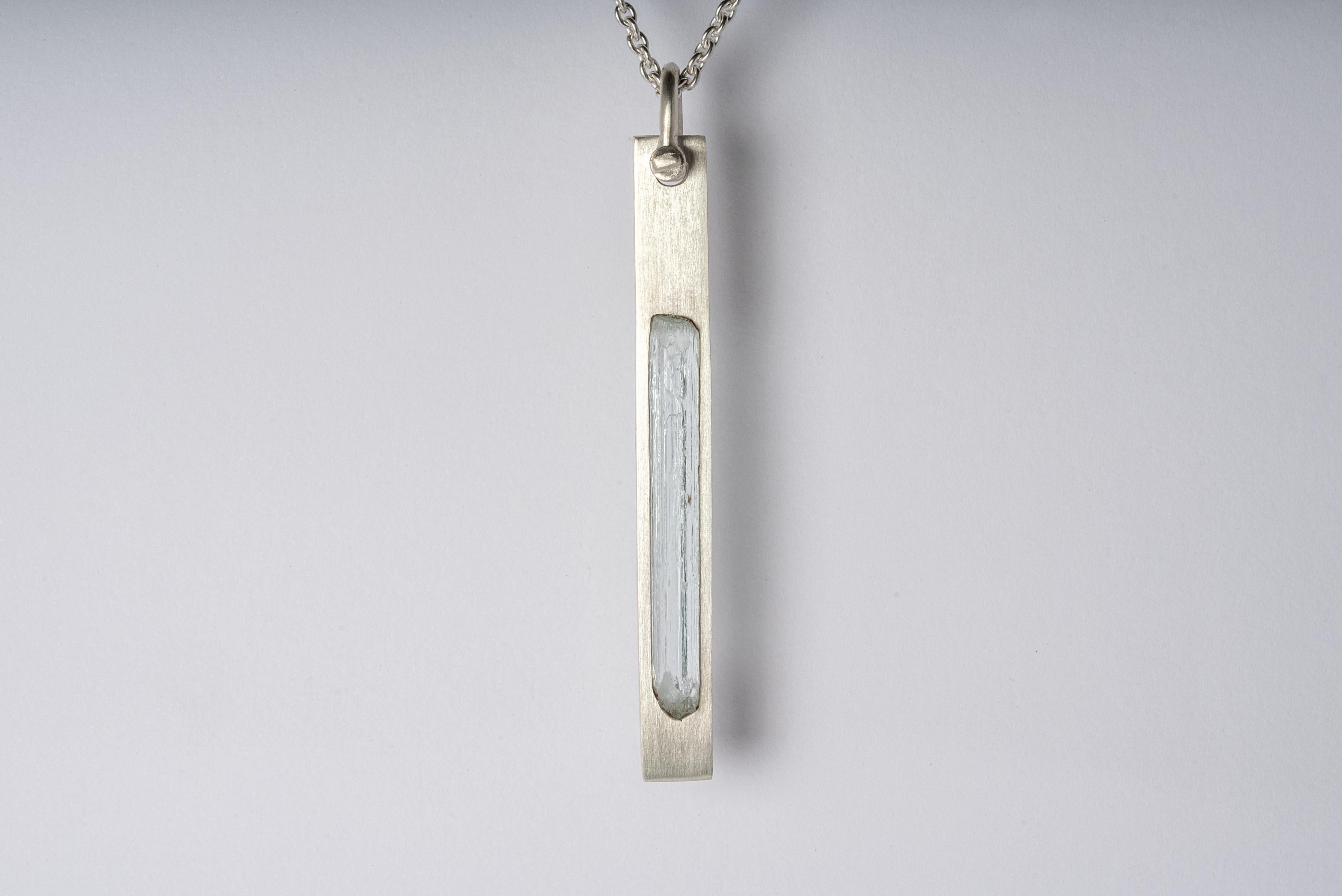 Rough Cut Plate Necklace (U-Bolt Var., Adaptation, Aquamarine, MA+AQU) For Sale